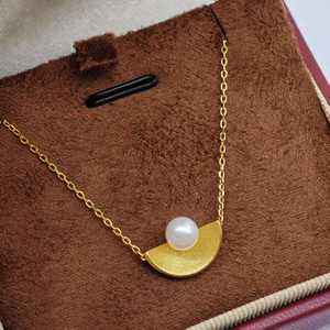 Collier pendentif minimaliste en argent 925 plaqué or UM Jewelry, vente en gros, perle d'eau douce naturelle, unisexe/hommes/femmes, cadeau NGTC - Product Image 4