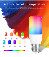 Ampoule E27 RGBCW T37 à changement de couleur dimmable, 85-265V, large plage de tension, pour décoration intérieure, télécommande, certifiée CE