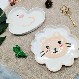 Plato de cerámica con forma de Animal para desayuno, juego de vajilla con dibujos de conejo, Rana, postre, plato para aperitivos y frutas - Product Image 4