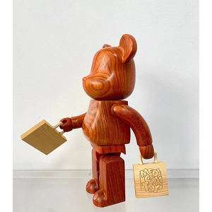 Decoración de sala de estar artesanía de madera <span class=keywords><strong>bearbrick</strong></span> figura de acción juguetes para niños 400% 28cm bloque oso muñeca móvil - Product Image 1