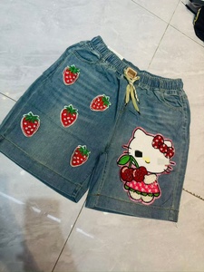 Short en jean pour femme avec strass de haute qualité, motif dessin animé OC147 - Product Image 2