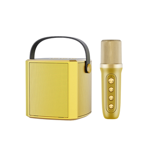 Karaoke portátil recargable para exteriores para niños, altavoces pequeños de alta potencia, micrófono único, altavoz inalámbrico de doble diente azul de 5W con correa - Product Image 3
