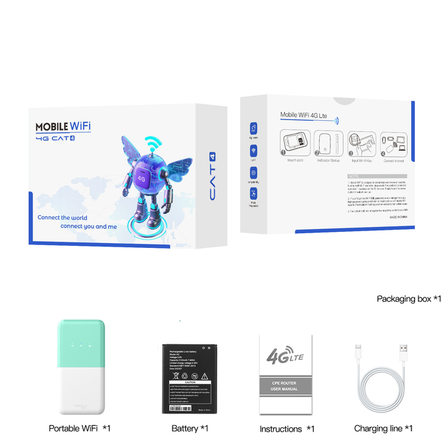 4G Pocket WiFi Router Type-C Sim Card Wireless Mobile Hotspot Outdoor Mini International Roaming 4G Portable Wi Fi