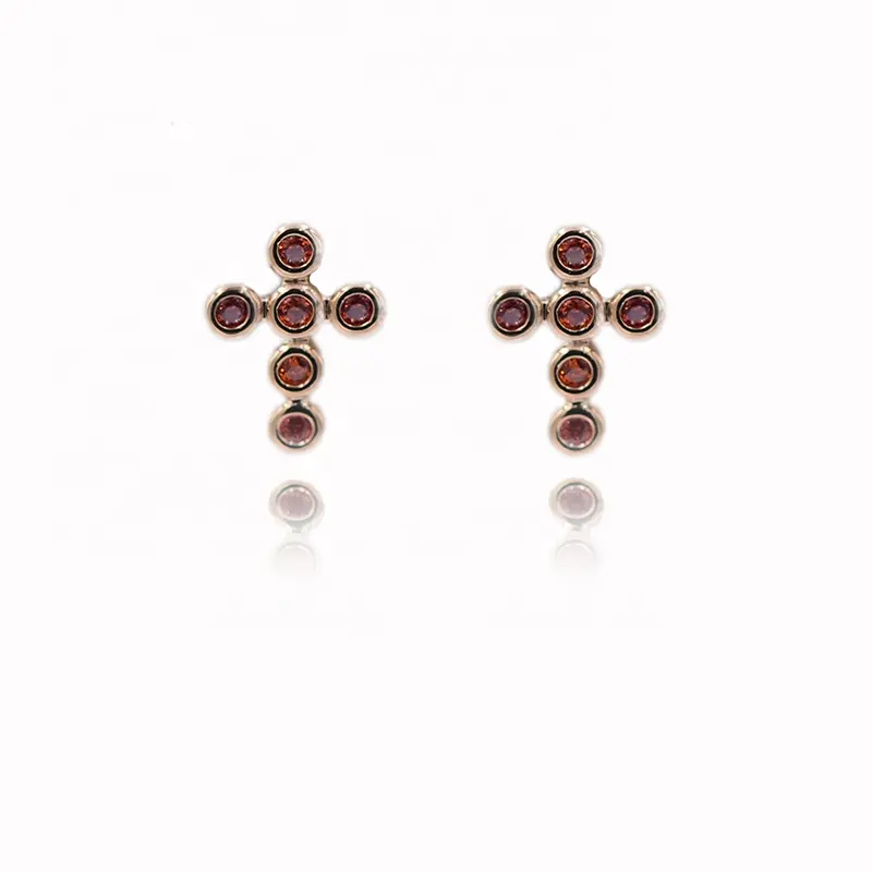 Ladies CZ jewelry fancy design cross earrings CZ stud earrings Korean Valentines party jewelry