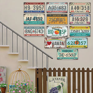 Letreros <span class=keywords><strong>de</strong></span> Metal Personalizados con Diseño <span class=keywords><strong>de</strong></span> Automóviles, Estilo Retro Vintage, Decoración <span class=keywords><strong>de</strong></span> Pared para Casa <span class=keywords><strong>de</strong></span> Campo, Temática <span class=keywords><strong>de</strong></span> Números <span class=keywords><strong>de</strong></span> Automóvil, Placas <span class=keywords><strong>de</strong></span> Matrícula Impresas - Product Image 4