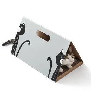 Groot Kartonnen Kattenhuis Voor Katten Binnenshuis, Leuk En Schattig Kattenkrabber Huis, Stevig Kattenspeelhuis