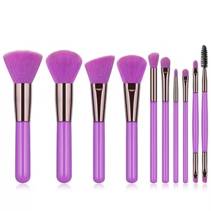 10Pcs Wood Handle Fan Brush Set Soft Face Makeup Brush for <b>Foundation</b> Blush - Product Image 3
