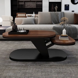 Tavolino da Caffè Ovale Girevole Moderno e Semplice, Decorativo e Unico per Ville, Arredamento Minimalista per Soggiorno, <span class=keywords><strong>Tavolo</strong></span> Centrale in Legno per Casa - Product Image 3