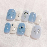 Extension Paillette à l'aspect naturel Fleur colorée Pierre Marbre Cristal Nail Tips