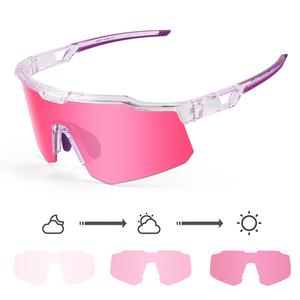 XUNQI RTS Unisex Tr90 Yarım Çerçeveli UV400 Açık Hava Arazi Motosiklet Gözlüğü Şeffaf Pembe Yeşil Fotokromik Bisiklet Güneş Gözlüğü - Product Image 1