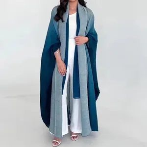 Middle East Foreign Trade Muslim Robe Women's Elegant Islamic Turkey Dubai Gradient Fashion Cardigan With Scarf Robe 7053
