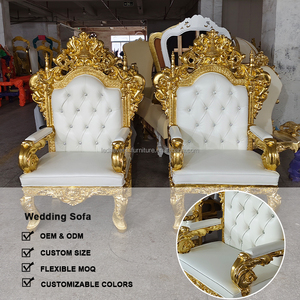 LEDA Luxueux Royal Exquisite Diamond Wedding Event Gold-framed lion king Queen's Throne King's Seat Sofa - Product Image 4