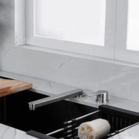 Robinet d'évier de cuisine en acier inoxydable 304 au design moderne, mélangeur dissimulé à deux trous avec robinet d'évier caché.