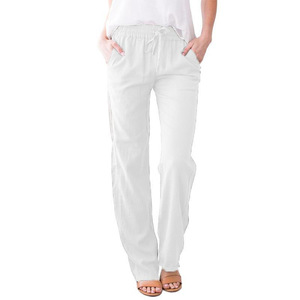 Colección Primavera Verano 2026, Nuevos Pantalones de Lino y Algodón de Color Sólido para Mujer, con Cordón Ajustable - Product Image 4