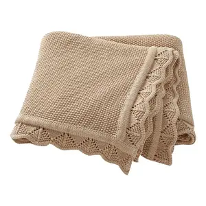 Wholesale Price Crochet Newborn Baby 100 Cotton Receiving Blankets For Embroidery