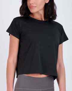 เสื้อครอปโยคะแขนสั้นสำหรับผู้หญิงเสื้อครอปแบบหลวมแห้งเร็วเสื้อยืดกีฬาคอกลม - Product Image 4