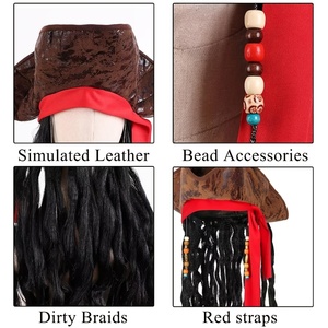 Ensemble de costume de pirate des Caraïbes MADESHINE pour Halloween, masque de mascarade, barbe de crâne, tresse de cheveux, perruque pour décorations de fête - Product Image 5