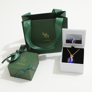 Elegant Magnetic Jewelry <b>Box</b> with <b>Mirror</b> Custom Logo Paperboard <b>Box</b> with Matching Ribbon Bag - Product Image 1