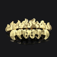 Offre Spéciale Écologique Cuivre Hip Hop Flamme Or Dents Grillz Feu dans Votre Bouche Dents Grillz