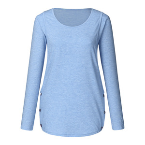 2020 camicie solide Casual di maternità alla moda top a maniche lunghe per la gravidanza per l'<span class=keywords><strong>allattamento</strong></span> al seno <span class=keywords><strong>e</strong></span> l'<span class=keywords><strong>allattamento</strong></span> di maternità - Product Image 3