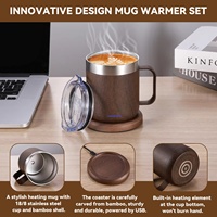 Mug Kopi Pemanas Otomatis Smart USB Warmer dengan 55 ° C (131 ° F) Pemanas Cangkir Termostatik Dua Lapisan untuk Kantor/Rumah/Hadiah