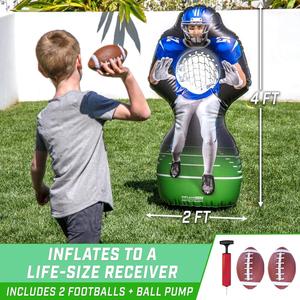 Inflatable Football Target Toss Game, Life-Sized Receiver Practice <b>Dummy</b> with 2 Balls & Pump, Outdoor Backyard Throwing Toy - Product Image 3