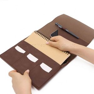 Quick Ship Custom Silk Screen Printed Trifold <b>Journal</b> Notebook Cover Modern Pen Phone Cards Slots Pouches Gifts Promotional - Product Image 4