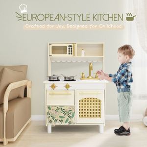 Ensemble de cuisine en bois pour enfants avec brochettes de barbecue simulées pour garçons et filles de 4 à 6 ans, jouet éducatif - Product Image 1