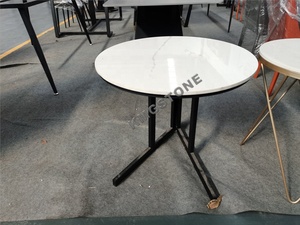 Ensemble table à manger ronde moderne de luxe au design italien marbre poli avec centre rotatif pierre coupé<span class=keywords><strong>e</strong></span> à la taille 5 ans de garantie - Product Image 3