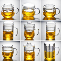 Tasse à thé en verre transparente de 350 ml (12 oz) avec infuseur, faite à la main, moderne, luxueuse, écologique, résistante à la chaleur, pour une infusion unique
