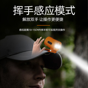 Mini Rechargeable LED Headlamp With <b>Dimmer</b> For Fishing Camping Outdoor Use Orange Color Plastic Body USB Charging - Product Image 4