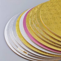 Plateau à gâteau en MDF argenté Sunshie, base en carton arrondie pour la décoration de gâteaux avec poignée à impression en relief