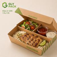 Boîte à lunch jetable personnalisée en papier kraft avec 1/2/3/4/5 compartiments, contenants alimentaires de qualité pour repas, salades et plats à emporter