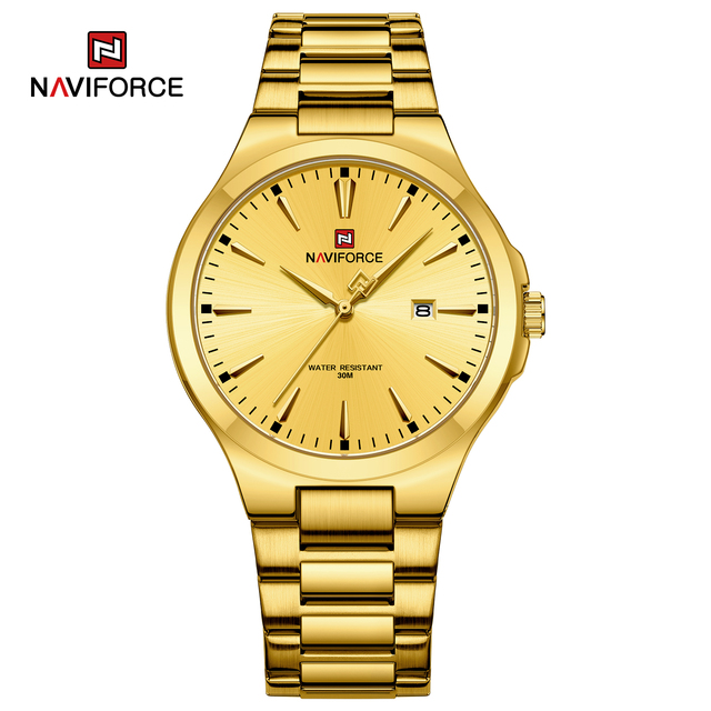 NAVIFORCE 9214 Funky Ornate Top Rating New Design Hot Selling Low MOQ in Stock Latest Men Quartz Watches Stainless Steel Band