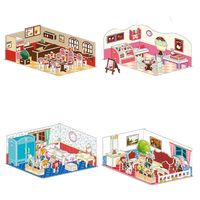Kit Bangunan Toko Puzzle 3D Mini untuk Anak-anak Usia 5-7 Tahun Mainan Kertas Uniseks Set Permainan Perakitan Hadiah Edukasi untuk Anak-anak