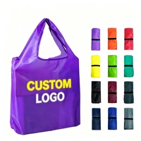 Sac de courses pliable réutilisable avec logo personnalisé, lavable en machine, en polyester 210T, écologique, pour supermarché