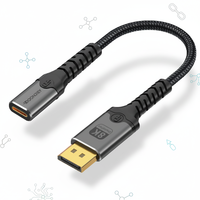 Câble d'extension 8K USB-C vers DisplayPort femelle avec gaine tressée pour projecteur, ordinateur, téléviseur et cartes graphiques - Alimentation incluse