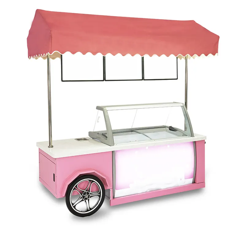 바퀴를 가진 상업적인 냉각 장비 이동할 수 있는 구른 아이스크림 손수레