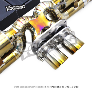 Sistema di Scarico Sportivo Personalizzato con Valvola per Porsche 911 991/991.1/991.2 <span class=keywords><strong>GT3</strong></span> 4.0L 2015-2018, Collettore Catback in Titanio a Lunghezza Uguale - Product Image 5