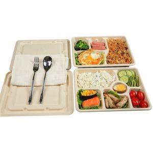 Barquettes compartimentables personnalisées, recyclables, biodégradables, jetables, en pulpe de canne à sucre, assiettes en papier - Product Image 5