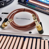 TRS kabel seimbang Stereo untuk Amplifier, mixer, perangkat Audio & gitar 6.35mm sudut kanan ke sudut kanan 3 konduktor