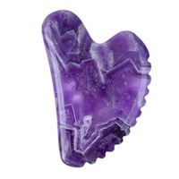 Outil de massage et de lifting personnalisable avec logo, en pierre de beauté, planche Guasha en forme de cœur avec dents latérales, masseur Gua Sha en quartz rose et jade