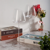 Verre à vin rouge en cristal sans plomb à bord incliné, pied long, ultra transparent, écologique, pour la maison, le bar, le restaurant, commandes en gros