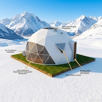 Dôme géodésique isolé thermiquement certifié CE, résistant au froid et à la neige, en PVC, pour le glamping hivernal en montagne, les hôtels de ski
