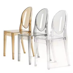 Chaises de salle à manger d'hôtel en polypropylène acrylique transparent de style nordique minimaliste, finition antique, 53x48x76cm, pour mariages et réceptions - Product Image 5