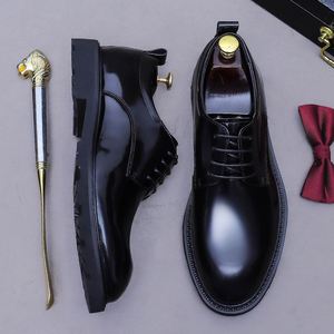 Luxurious Glossy <b>Men's</b> Leather <b>Shoes</b> Retro British Style Genuine Leather <b>Shoes</b> with <b>Shiny</b> Surface Handmade Derby <b>Shoes</b> for <b>Men</b> - Product Image 6