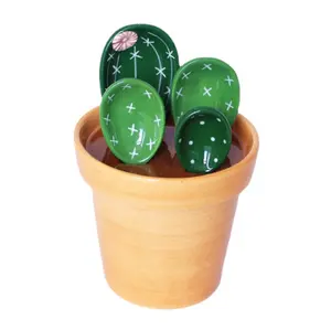 6.5 Huishoudelijke Keuken Creatieve Bakschaal Meet Lepels Cactus Keramische Maatlepel Set Met Houder