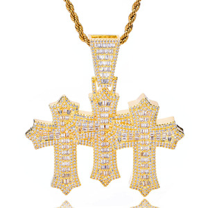 Colgante Ankh de Moissanita Iced Out, Plata de Ley 925, VVS, Amuleto Llave de la Vida Egipcia, Engaste Baguette, Brillante, Certificado GRA, Pasa el Test de Autenticidad - Product Image 6