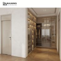 Dressing résidentiel australien, vitrine en verre avec éclairage LED, rangement suspendu et étagères séparés pour la maison