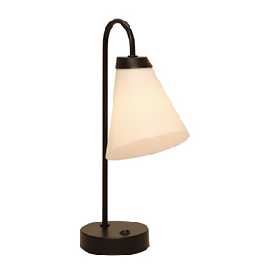 Lámpara de Mesa Redonda Moderna de Hierro Negro con Pantalla de Vidrio Blanco para Vestíbulo de Hotel - Product Image 5